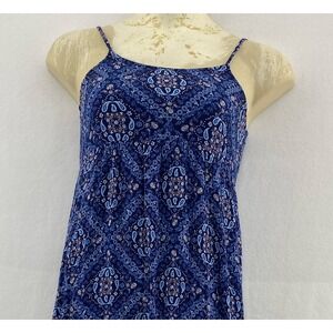 So Dress Sun Maxi Blue mandala Boho Paisley Casual Sleeveless Summer XS‎